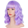 Qp hairMONIXI Synthetic Blue Wig Short Wavy Wig with Bangs for Women Natural Pink/Blonde/Red Hair Bob Wigs Heat Resistant Fiber Cosplay