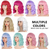 Qp hairMONIXI Synthetic Blue Wig Short Wavy Wig with Bangs for Women Natural Pink/Blonde/Red Hair Bob Wigs Heat Resistant Fiber Cosplay