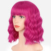 Qp hairMONIXI Synthetic Blue Wig Short Wavy Wig with Bangs for Women Natural Pink/Blonde/Red Hair Bob Wigs Heat Resistant Fiber Cosplay