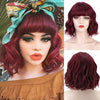 Qp hairMONIXI Synthetic Blue Wig Short Wavy Wig with Bangs for Women Natural Pink/Blonde/Red Hair Bob Wigs Heat Resistant Fiber Cosplay