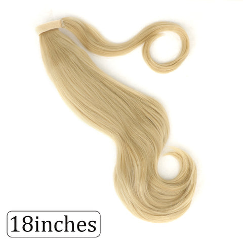 Qp hairMONIXI Synthetic Bounce Wrap around Ponytail Straight Hairpiece With Clip in Hair Extension Natural Black Blonde Ponytail