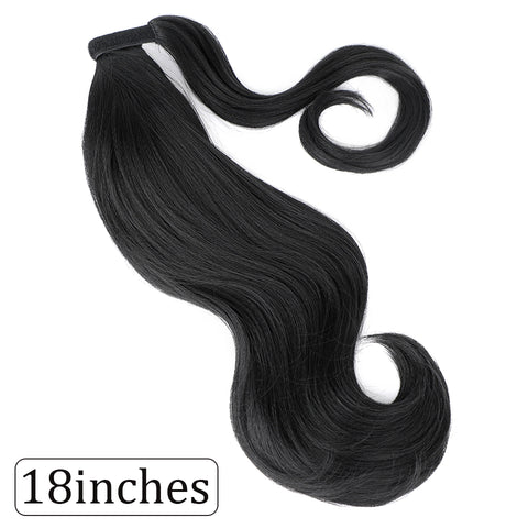 Qp hairMONIXI Synthetic Bounce Wrap around Ponytail Straight Hairpiece With Clip in Hair Extension Natural Black Blonde Ponytail