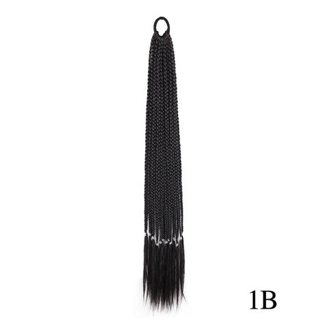 Qp hairMONIXI Synthetic Braiding 24&quot; Ponytail Hairpiece With Rubber Band Hair Ring Braided Chignon Hair Ponytail Hair