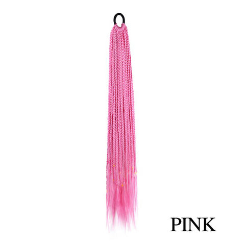 Qp hairMONIXI Synthetic Braiding 24&quot; Ponytail Hairpiece With Rubber Band Hair Ring Braided Chignon Hair Ponytail Hair