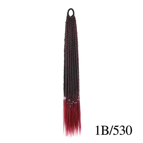 Qp hairMONIXI Synthetic Braiding 24&quot; Ponytail Hairpiece With Rubber Band Hair Ring Braided Chignon Hair Ponytail Hair