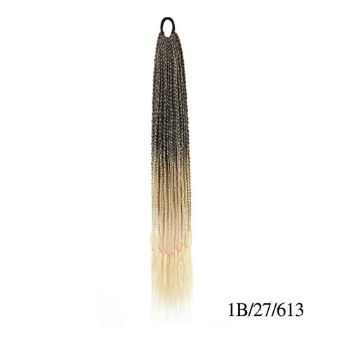 Qp hairMONIXI Synthetic Braiding 24&quot; Ponytail Hairpiece With Rubber Band Hair Ring Braided Chignon Hair Ponytail Hair