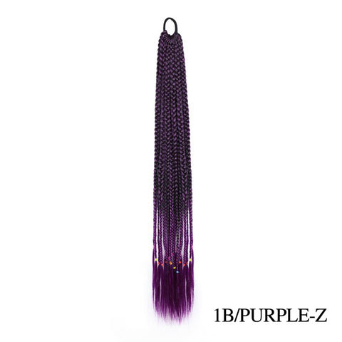 Qp hairMONIXI Synthetic Braiding 24&quot; Ponytail Hairpiece With Rubber Band Hair Ring Braided Chignon Hair Ponytail Hair