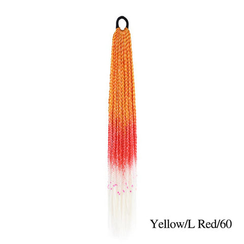 Qp hairMONIXI Synthetic Braiding 24&quot; Ponytail Hairpiece With Rubber Band Hair Ring Braided Chignon Hair Ponytail Hair