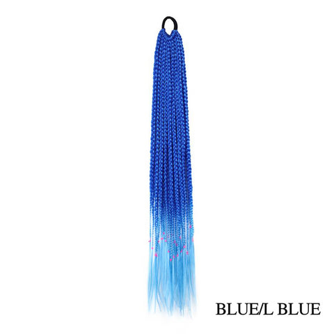 Qp hairMONIXI Synthetic Braiding 24&quot; Ponytail Hairpiece With Rubber Band Hair Ring Braided Chignon Hair Ponytail Hair