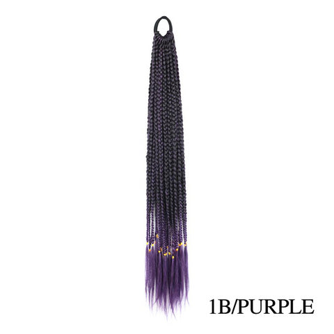 Qp hairMONIXI Synthetic Braiding 24&quot; Ponytail Hairpiece With Rubber Band Hair Ring Braided Chignon Hair Ponytail Hair