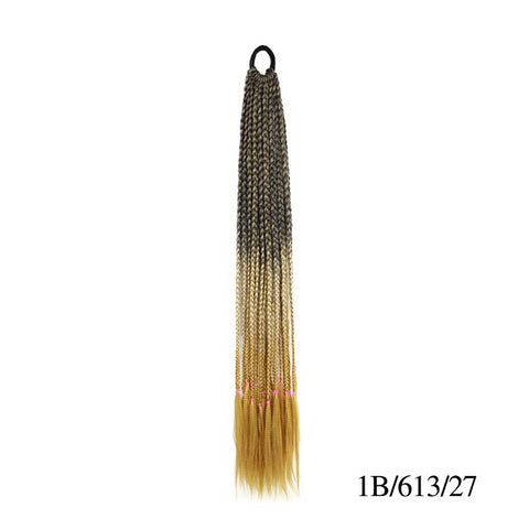 Qp hairMONIXI Synthetic Braiding 24&quot; Ponytail Hairpiece With Rubber Band Hair Ring Braided Chignon Hair Ponytail Hair