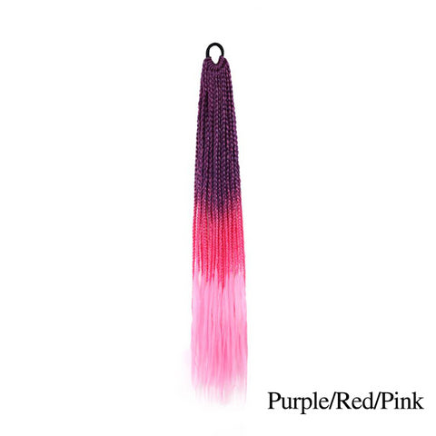 Qp hairMONIXI Synthetic Braiding 24&quot; Ponytail Hairpiece With Rubber Band Hair Ring Braided Chignon Hair Ponytail Hair