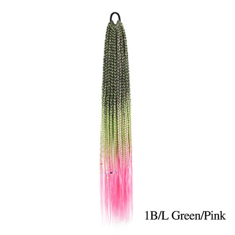 Qp hairMONIXI Synthetic Braiding 24&quot; Ponytail Hairpiece With Rubber Band Hair Ring Braided Chignon Hair Ponytail Hair