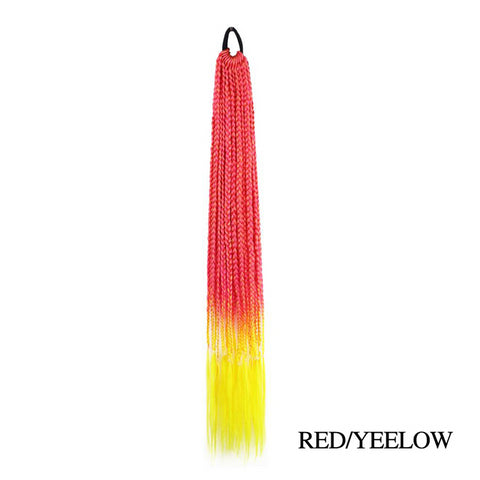 Qp hairMONIXI Synthetic Braiding 24&quot; Ponytail Hairpiece With Rubber Band Hair Ring Braided Chignon Hair Ponytail Hair