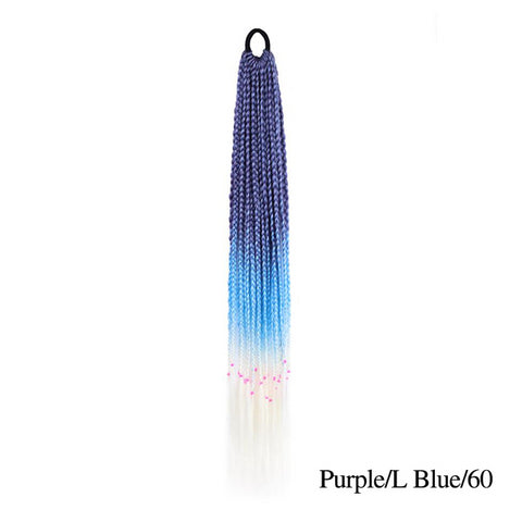 Qp hairMONIXI Synthetic Braiding 24&quot; Ponytail Hairpiece With Rubber Band Hair Ring Braided Chignon Hair Ponytail Hair