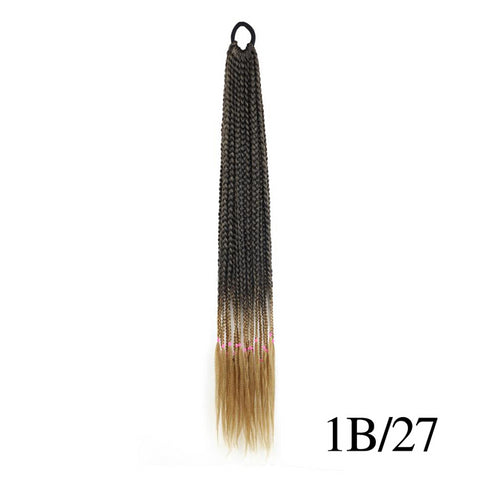 Qp hairMONIXI Synthetic Braiding 24&quot; Ponytail Hairpiece With Rubber Band Hair Ring Braided Chignon Hair Ponytail Hair