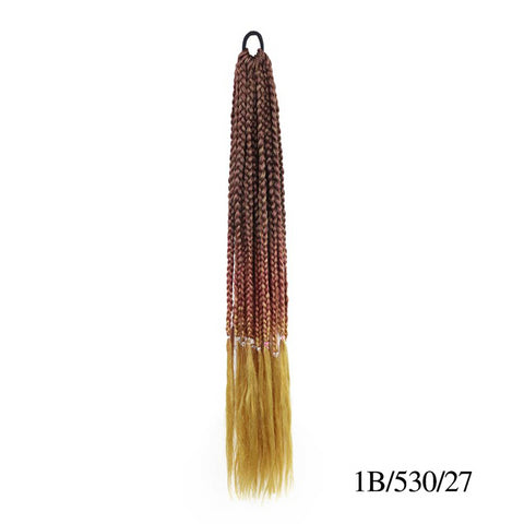 Qp hairMONIXI Synthetic Braiding 24&quot; Ponytail Hairpiece With Rubber Band Hair Ring Braided Chignon Hair Ponytail Hair