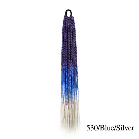 Qp hairMONIXI Synthetic Braiding 24&quot; Ponytail Hairpiece With Rubber Band Hair Ring Braided Chignon Hair Ponytail Hair