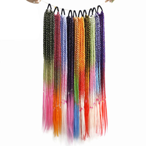 Qp hairMONIXI Synthetic Braiding 24&quot; Ponytail Hairpiece With Rubber Band Hair Ring Braided Chignon Hair Ponytail Hair