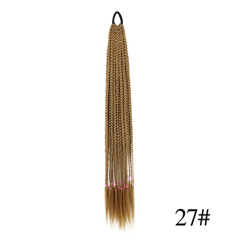 Qp hairMONIXI Synthetic Braiding 24&quot; Ponytail Hairpiece With Rubber Band Hair Ring Braided Chignon Hair Ponytail Hair