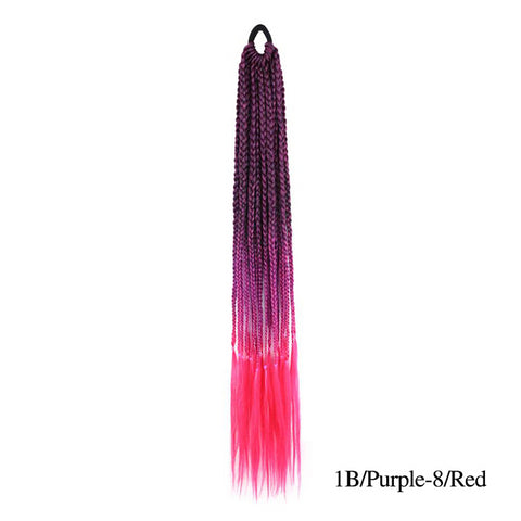 Qp hairMONIXI Synthetic Braiding 24&quot; Ponytail Hairpiece With Rubber Band Hair Ring Braided Chignon Hair Ponytail Hair