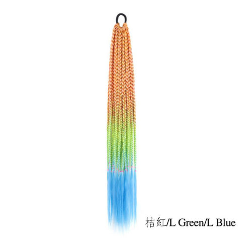 Qp hairMONIXI Synthetic Braiding 24&quot; Ponytail Hairpiece With Rubber Band Hair Ring Braided Chignon Hair Ponytail Hair