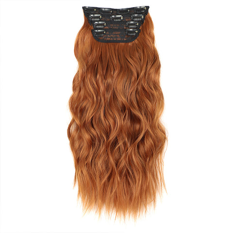 Qp hairMONIXI Synthetic Clip in Beach Wavy Hair Extensions Mix Blonde Synthetic Clip in Hair Extensions for Women Soft Glam Hairpieces