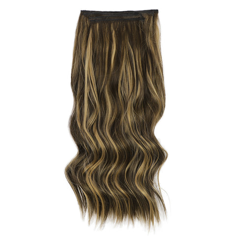 Qp hairMONIXI Synthetic Clip in Beach Wavy Hair Extensions Mix Blonde Synthetic Clip in Hair Extensions for Women Soft Glam Hairpieces