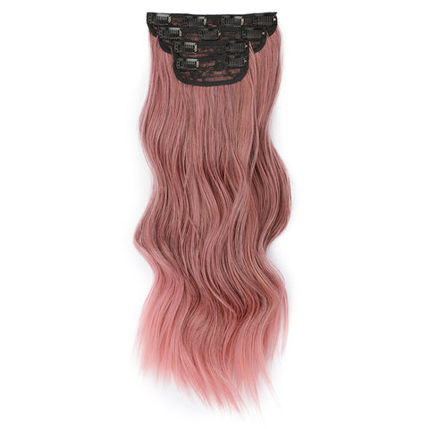 Qp hairMONIXI Synthetic Clip in Beach Wavy Hair Extensions Mix Blonde Synthetic Clip in Hair Extensions for Women Soft Glam Hairpieces