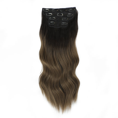 Qp hairMONIXI Synthetic Clip in Beach Wavy Hair Extensions Mix Blonde Synthetic Clip in Hair Extensions for Women Soft Glam Hairpieces