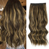 Qp hairMONIXI Synthetic Clip in Hair Extensiones Long Soft Glam Waves Thick Hairpieces Ombre Chocolate Brown to Honey Hair Extensions
