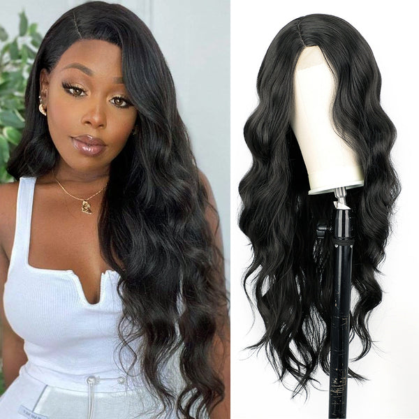 Qp hairMONIXI Synthetic Cosplay Pink Wig Long Wavy Wigs for Women Black Orange Blonde Wigs Heat Resistant Party Hair