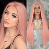 Qp hairMONIXI Synthetic Cosplay Wig Long Straight Light Pink Middle Part Wigs for Women Blonde Black Daily Use Fake Hairs