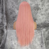 Qp hairMONIXI Synthetic Cosplay Wig Long Straight Light Pink Middle Part Wigs for Women Blonde Black Daily Use Fake Hairs
