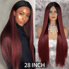 Qp hairMONIXI Synthetic Cosplay Wig Long Straight Wig Red Mixed Blonde Natural Wigs For Women Middle Part Black Brown Color Wigs