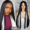 Qp hairMONIXI Synthetic Cosplay Wig Long Straight Wig Red Mixed Blonde Natural Wigs For Women Middle Part Black Brown Color Wigs