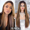 Qp hairMONIXI Synthetic Cosplay Wig Long Straight Wig Red Mixed Blonde Natural Wigs For Women Middle Part Black Brown Color Wigs