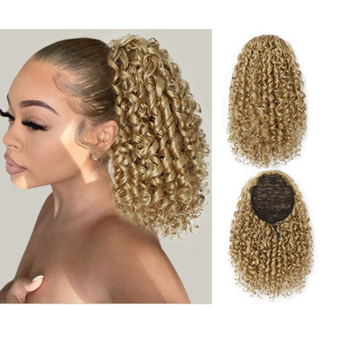 Qp hairMONIXI Synthetic Drawstring Puff Ponytail Afro Curly Hair Extension Clip in Pony Tail African American Synthetic Hair Extensions