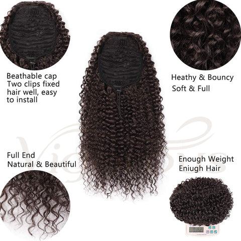 Qp hairMONIXI Synthetic Drawstring Puff Ponytail Afro Curly Hair Extension Clip in Pony Tail African American Synthetic Hair Extensions