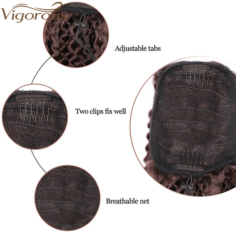 Qp hairMONIXI Synthetic Drawstring Puff Ponytail Afro Kinky Curly Hair Extension  Clip in Pony Tail African American Hair Extension