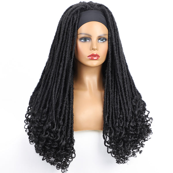 Qp hairMONIXI Synthetic Dreadlock Braided Headband Wig  Goddess Faux Nu Locs Curly Wig Freetress Twist Crochet Hair For Black Women