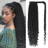 Qp hairMONIXI Synthetic Dreadlock Ponytail Extensions Long Straight Goddess Locs with Curly Ends for Black Women Wrap Around Hair Braid