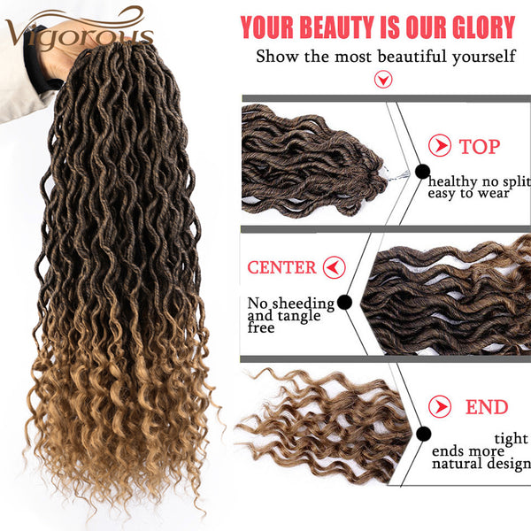 Qp hairMONIXI Synthetic Faux Locs Crochet Braids Synthetic Crochet Braids Ombre  Braiding Hair Bohemian Locks 18 inch 24 Stands
