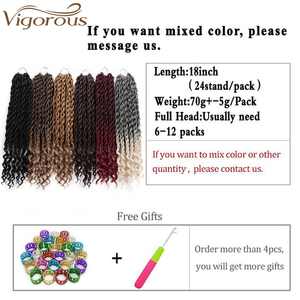 Qp hairMONIXI Synthetic Faux Locs Crochet Braids Synthetic Crochet Braids Ombre  Braiding Hair Bohemian Locks 18 inch 24 Stands