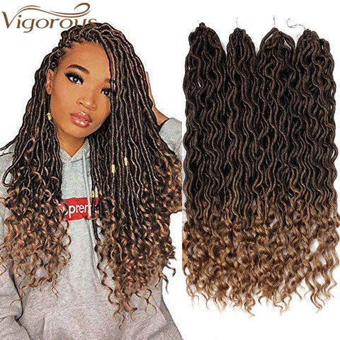 Qp hairMONIXI Synthetic Faux Locs Crochet Braids Synthetic Crochet Braids Ombre  Braiding Hair Bohemian Locks 18 inch 24 Stands