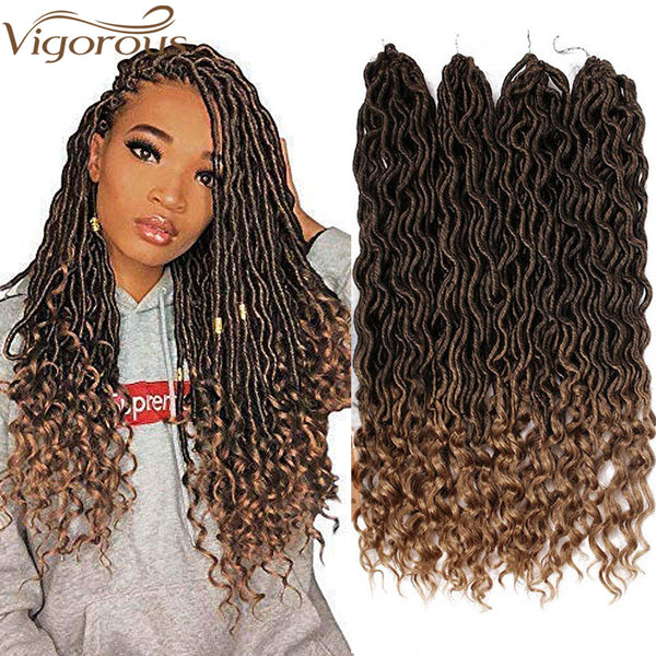 Qp hairMONIXI Synthetic Faux Locs Crochet Braids Synthetic Crochet Braids Ombre  Braiding Hair Bohemian Locks 18 inch 24 Stands