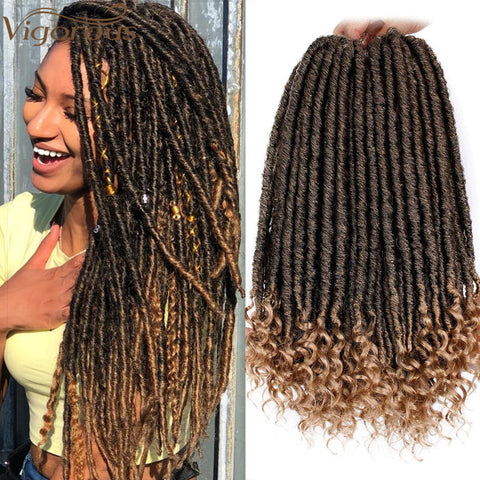 Qp hairMONIXI Synthetic Goddess Hair Ombre Faux Locs Crochet Braids 16 20inch Soft Natural Braid Synthetic Braiding Hair Extension