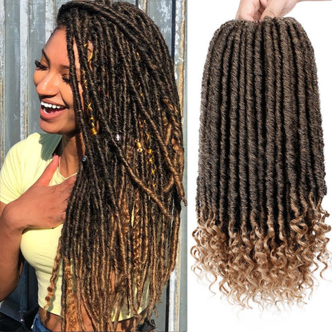 Qp hairMONIXI Synthetic Goddess Hair Ombre Faux Locs Crochet Braids 16 20inch Soft Natural Braid Synthetic Braiding Hair Extension