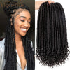 Qp hairMONIXI Synthetic Hair Extension Goddess Faux Locs Culry Braid Crochet Hair Braids 16 20inch Soft Natural Black Braiding
