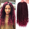 Qp hairMONIXI Synthetic Hair Extension Goddess Faux Locs Culry Braid Crochet Hair Braids 16 20inch Soft Natural Black Braiding